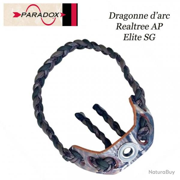 PARADOX Dragonne d'arc tresse avec finition cuir  Realtree AP Elite SG