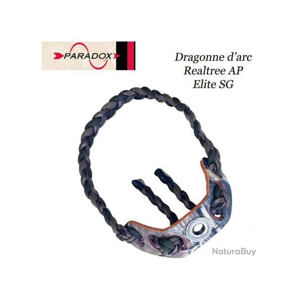 PARADOX Dragonne d'arc tresse avec finition cuir  Realtree AP Elite SG