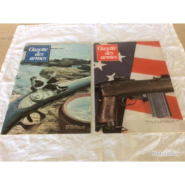 lot 2 revues Gazette des armes - 40 & 41 - la 22 long rifle... (7 & 9/1976)