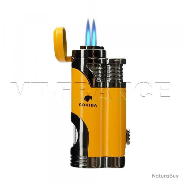 Briquet Chalumeau Cigare Cohiba 2 Torche, Couleur: Jaune Yellow
