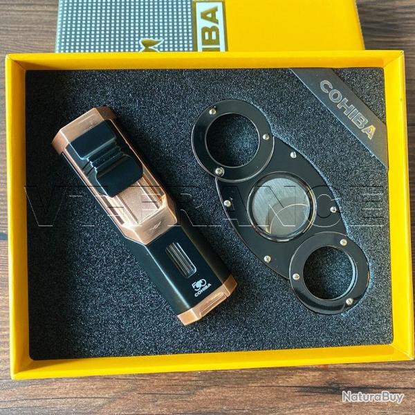 Kit COHIBA Briquet Coupe Cigare, Couleur: Noir / Or