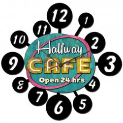 Horloge vintage 3D / belle Enseigne Halfway Caffé