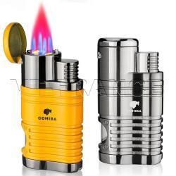 Briquet Chalumeau Cigare Cohiba 4 Torches, Couleur: Silver