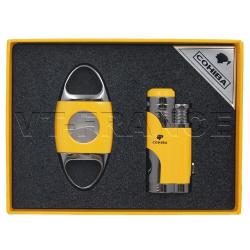 Kit COHIBA Briquet Coupe Cigare, Couleur: Jaune Silver