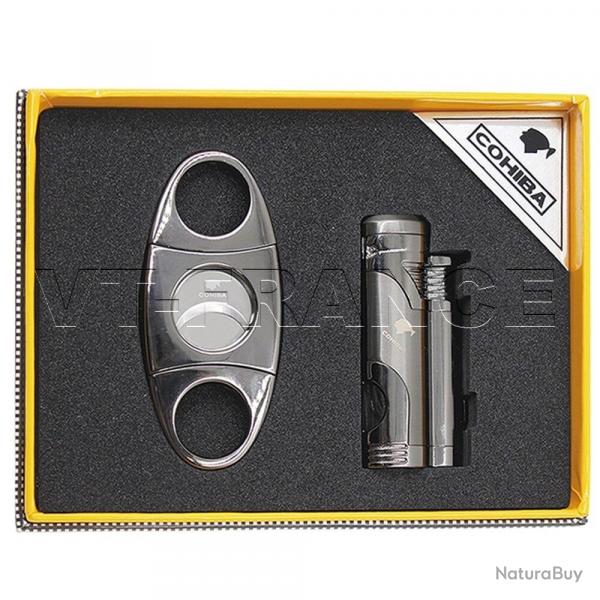 Kit COHIBA Briquet Coupe Cigare, Couleur: Silver