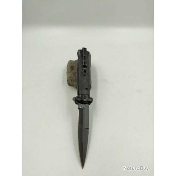 Couteau Pliant Tactique a Ouverture Rapide noir Lame de de 9 cm 18007A071