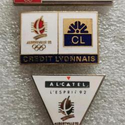 Lot Pin's Qty. 3 / SNCF - C. Lyonnais- Alcatel / JO. ALBERTVILLE 1992