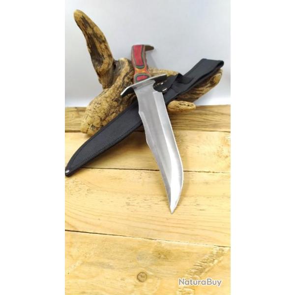 Couteau de Chasse Manche en Givre avec Brise verre Etui en Nylon F15167FW07N