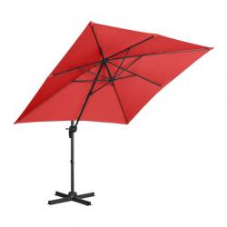 Parasol de jardin meuble abri terrasse carré 250 x 250 cm pivotant rouge 14_0002675