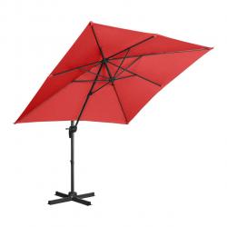 Parasol de jardin meuble abri terrasse carré 250 x 250 cm pivotant rouge 14_0002675
