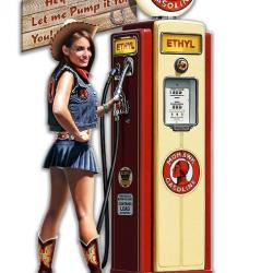 Enseigne plaque western vintage 3D / pin up mohawk gasoline