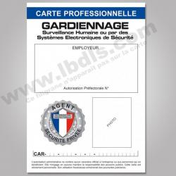 Carte PRO GARDIENNAGE avec n° d'identification