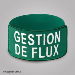 Brassard EXPERT brodé GESTION DE FLUX blanc fond vert élastique vert réglable