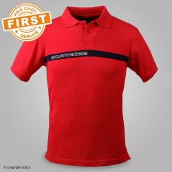 Polo SSIAP FIRST rouge bande marine brodé ROUGE BANDE MARINE