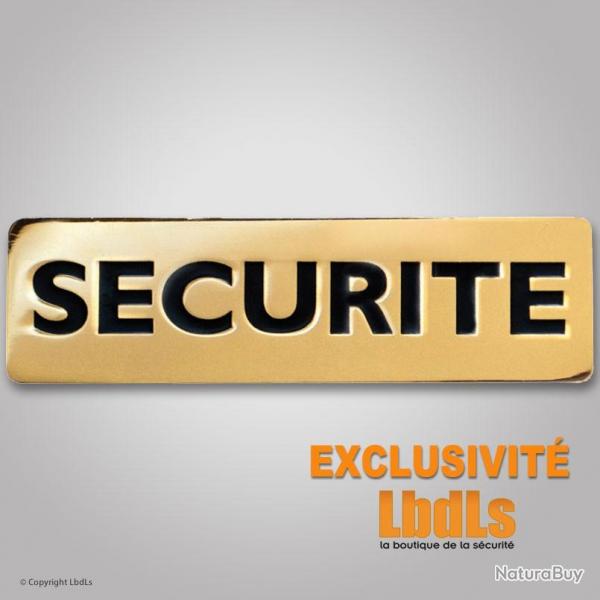 Badge mtal SECURITE 6,5 x 2 cm dor attache magntique