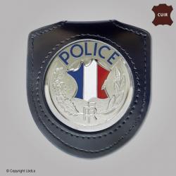 Porte médaille ceinture cuir noir