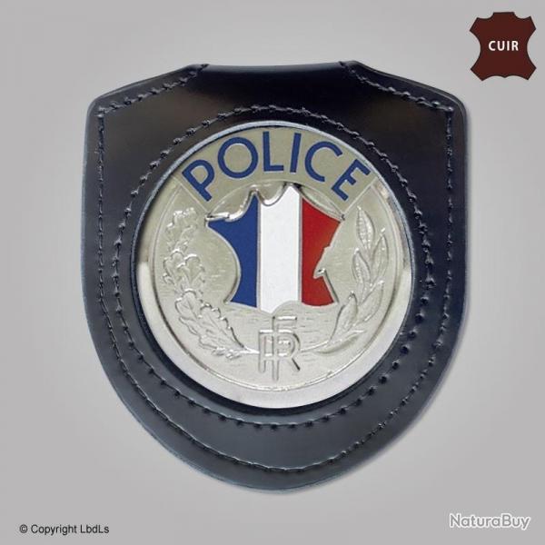 Porte mdaille ceinture cuir noir