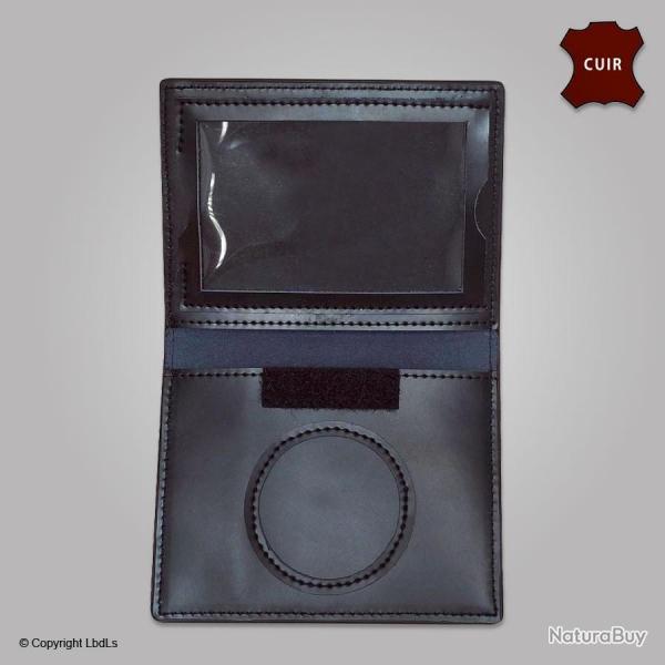 Porte carte et mdaille 3 volets + NAVIGO cuir noir