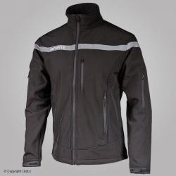 Softshell EXPERT FIRST noir bande rétro SECURITE NOIR BANDE GRISE