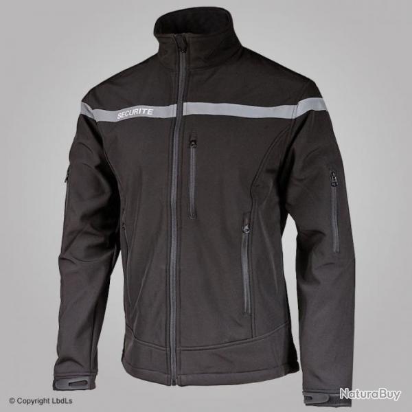 Softshell EXPERT FIRST noir bande rtro SECURITE NOIR BANDE GRISE
