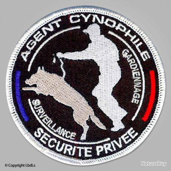 Ecusson 8 cm AGENT CYNOPHILE silhouette fond noir
