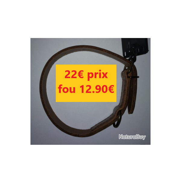 collier chien cuir marron 45 cm x 1.8   anneaux mtal  belle qualit        21440