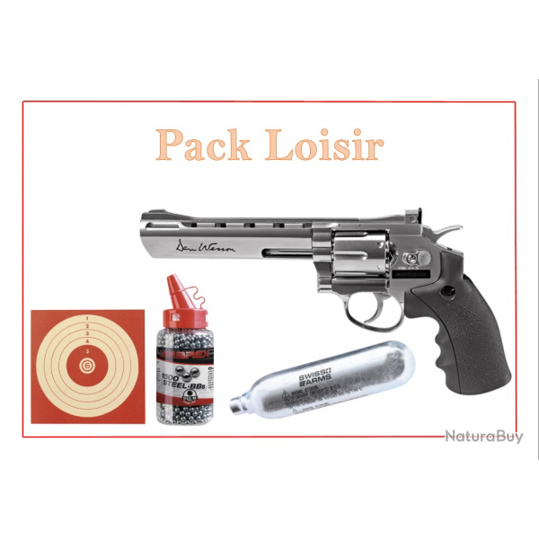 Revolver CO2 DAN WESSON CHROME + 100 cibles + 1500 Plombs Ronds + 5 capsules CO2 "Pack Loisir"