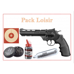 REVOLVER CO2 VIGILANTE +500 plombs+100 Cibles +1500 Plombs Ronds+5 capsules CO2 "Pack Loisir"