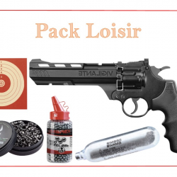 REVOLVER CO2 VIGILANTE +500 plombs+100 Cibles +1500 Plombs Ronds+5 capsules CO2 "Pack Loisir"