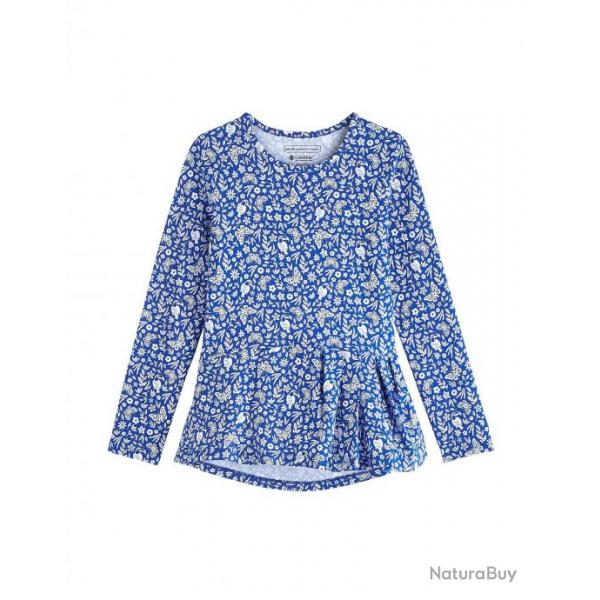 T Shirt anti UV pour les fille - Manches longues - Aphelion T - True Blue Floral Bleu 128/134 cm