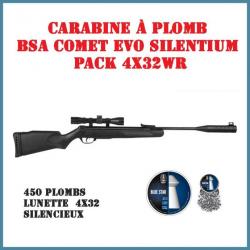 Pack BSA Comet Evo Silentium 4.5 mm + lunette 4x32