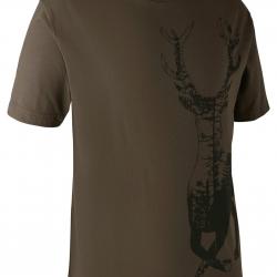 T-Shirt motif cerf (Couleur: Olive, Taille: XXL)