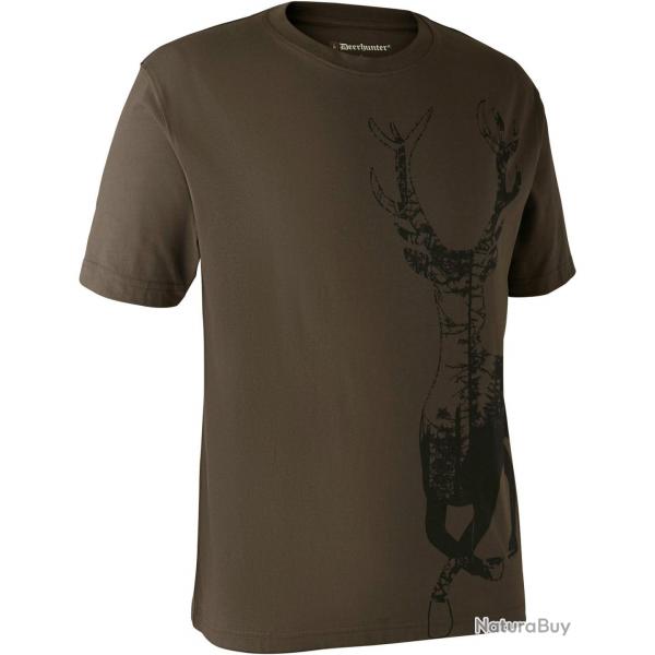 T-Shirt motif cerf (Couleur: Olive, Taille: XXL)