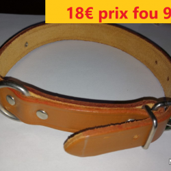 collier cuir marron épaisseur 4 mm largeur 20 longueur 49 cms           500/22