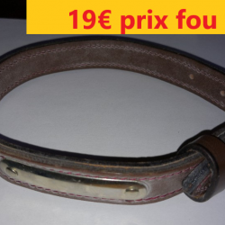 collier cuir doublé marron foncé  45 cm        5320