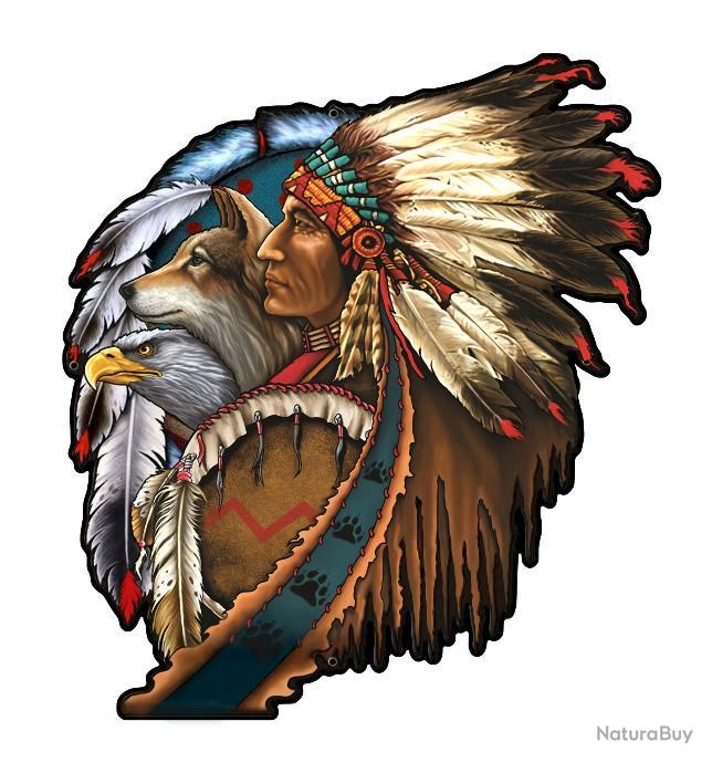 Enseigne Plaque Vintage 3d Indien Loup Aigle A Offrir Idees Cadeaux