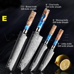 Couteau Cuisine Pro Lame Damas Japon 67 Couches, Modele: E