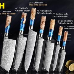 Couteau Cuisine Pro Lame Damas Japon 67 Couches, Modele: H