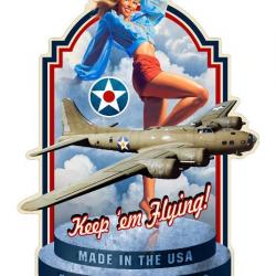 Enseigne plaque vintage 3D / Keep em flying
