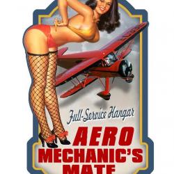 Enseigne plaque vintage 3D / Pin up aero mechanics mate
