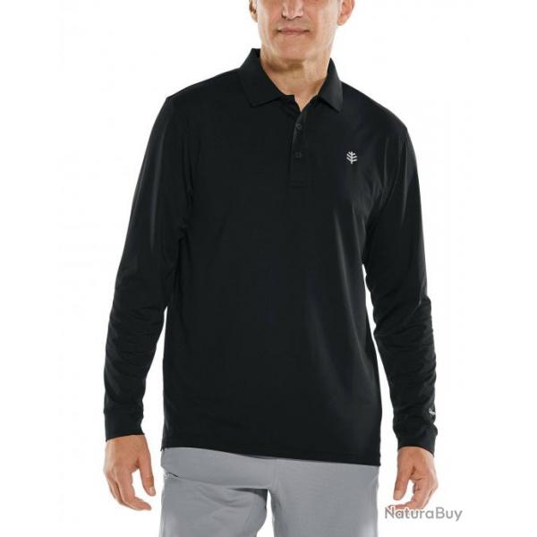 Polo Sport anti UV pour homme Manches longues Erodym Golf Noir Noir