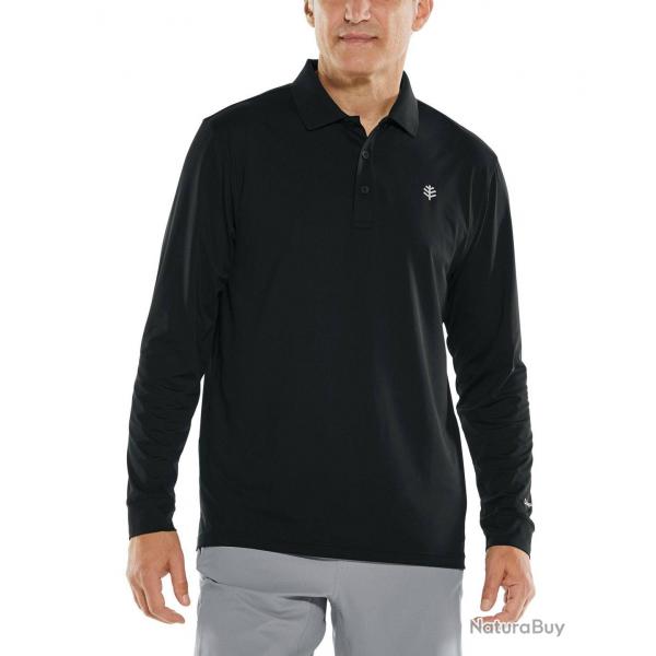Polo Sport anti UV pour homme Manches longues Erodym Golf Noir Noir