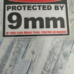 Autocollant warning protected- 9mm