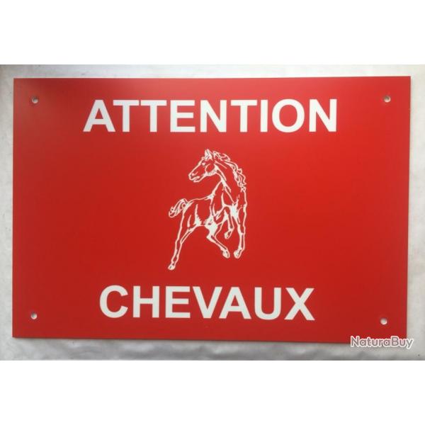 Panneau "ATTENTION CHEVAUX" format 200x300 mm