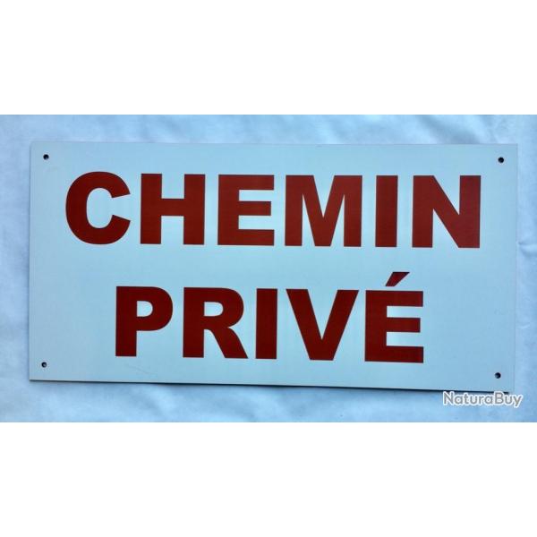 Panneau "CHEMIN PRIV" format 150 x 300 mm fond BLANC