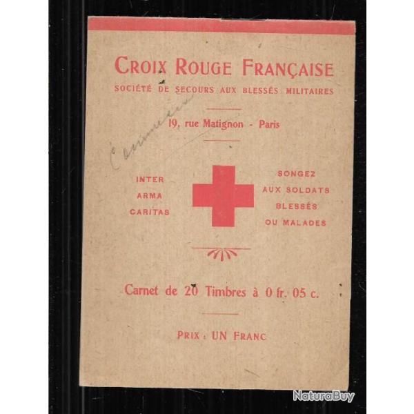 croix rouge franaise socit de secours aux blesss militaires, carnet de 20 timbres  0 fr.05 cts