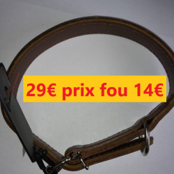 collier sellerie vendéenne 56 cm  2.5  cuir marron foncé  doublé gras    21419