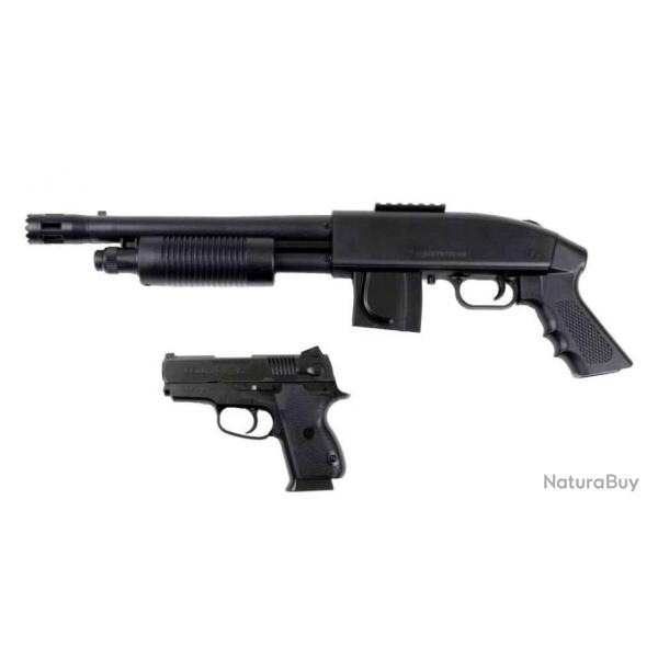 Rplique airsoft Pack Mossberg 500 grip model + pistol 45 tactical kit cybergun