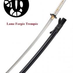 KATANA  laqué noir et blanc  Lame Trempé à offrir