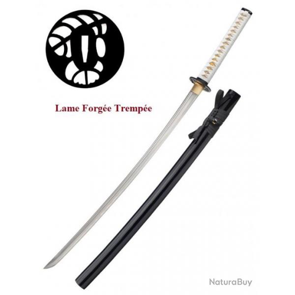 KATANA  laqu noir et blanc  Lame Tremp  offrir